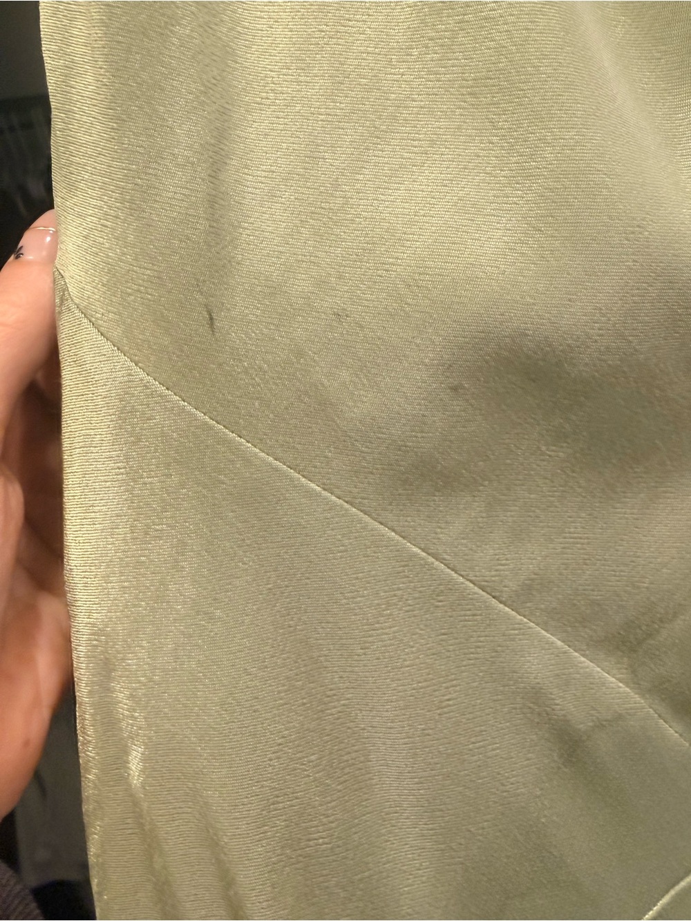 BHLDN Olive Green Satin Cowl Neck Maxi Dress - Picture 6 of 13